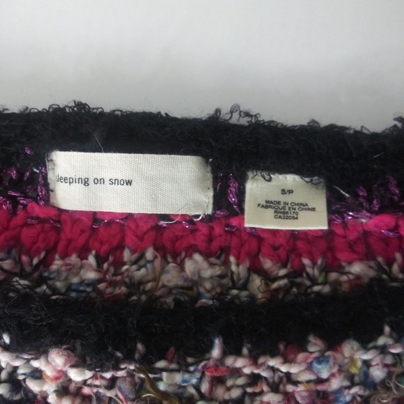 Sleeping On Snow Sweater Boho Soft Mixed Media Crochet Eyelash Sequins Size S/P - Picture 4 of 9